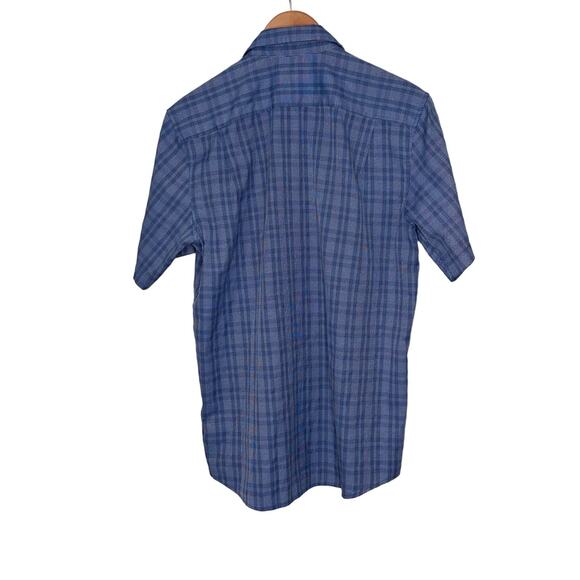 GIANFRANCO DUNNA Regular Fit Short sleeve Blue plaid shirt size medium - Picture 3 of 4